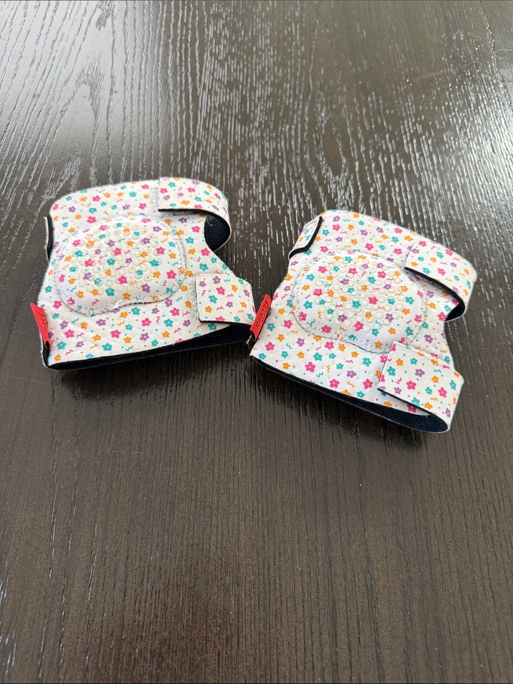 Kids Floral Protective Knee Pads - White with Multicolor Flowers